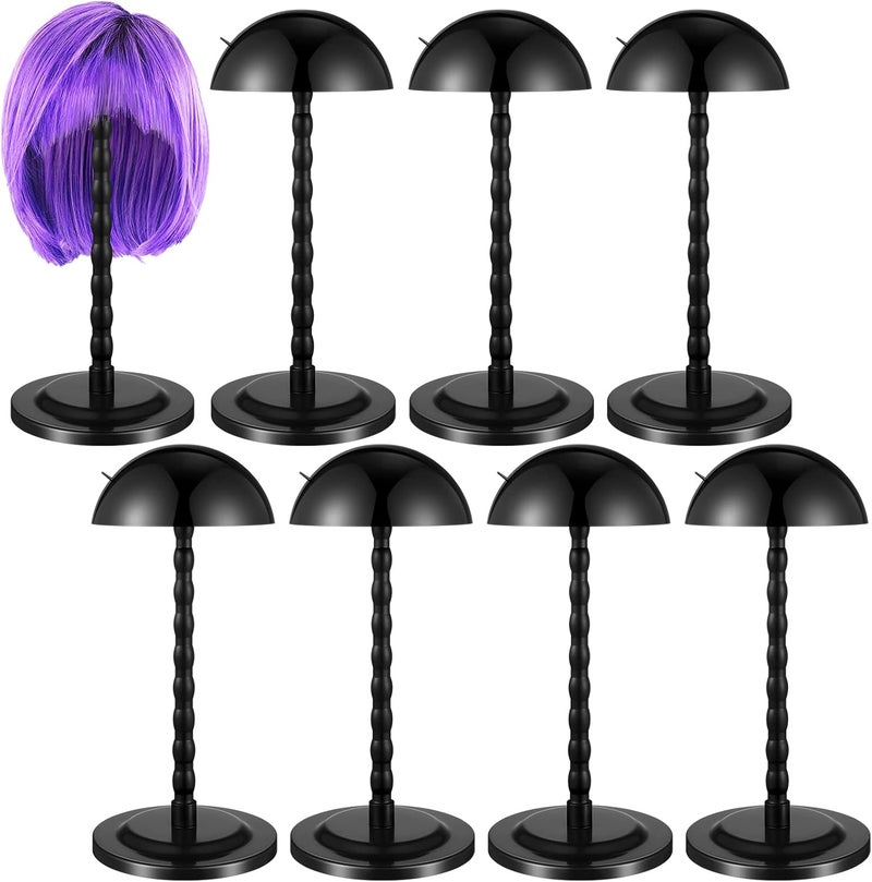 Reginary Reginary 8 Pieces Wig Head Stand for Multiple Wigs Mannequin Head 138 Inch Portable Hat Display Stand Travel Wig Holder for Styling Non Slip Stable DIY Practice Hat HolderBlack