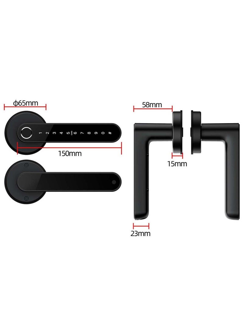 Areb Smart Bluetooth Door Lock Handle - 5 Unlocking Methods, Fingerprint, PIN Code, IC Card, Mechanical Key, and Bluetooth Control via Areb App for Secure and Convenient Access