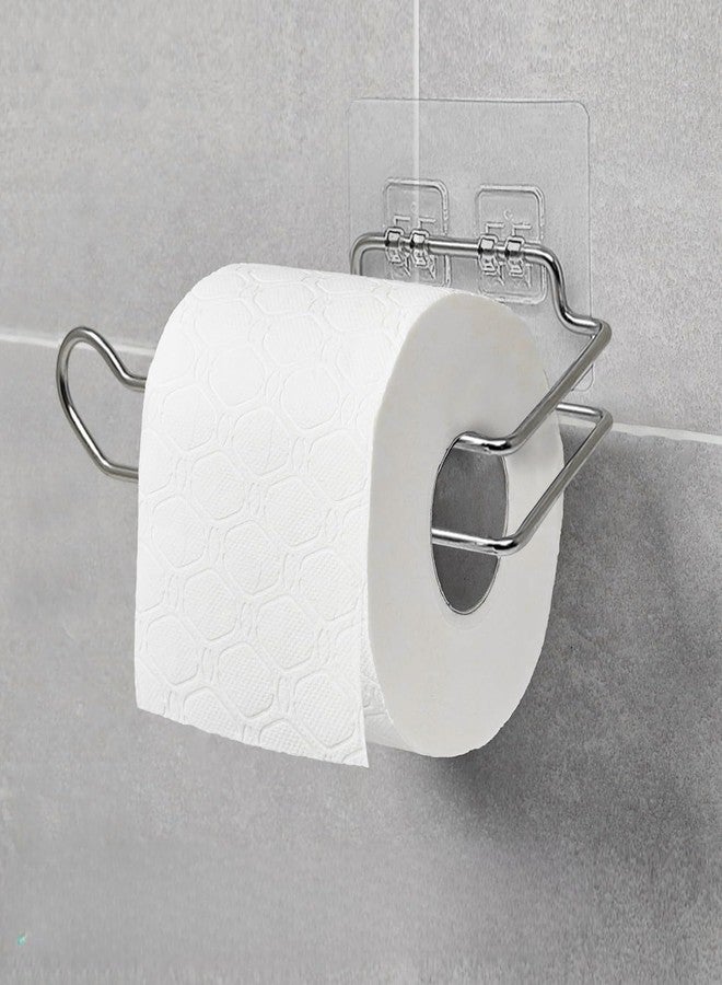 Stickzy Stainless Steel Adhesive Toilet Paper Holder - No-Drill Wall Mount Tissue Roll Stand, Rustproof Waterproof Bathroom Organizer & Kitchen Towel Rack, Big Size Silver (Pack of 1) - Image 3