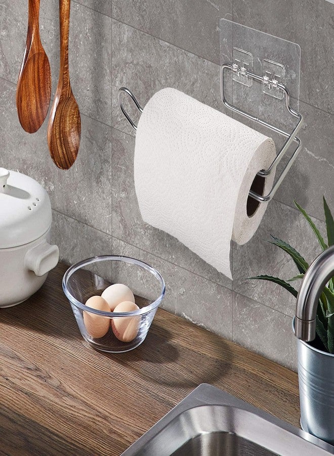 Stickzy Stainless Steel Adhesive Toilet Paper Holder - No-Drill Wall Mount Tissue Roll Stand, Rustproof Waterproof Bathroom Organizer & Kitchen Towel Rack, Big Size Silver (Pack of 1) - Image 1