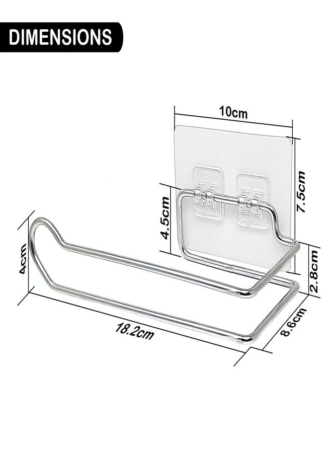 Stickzy Stainless Steel Adhesive Toilet Paper Holder - No-Drill Wall Mount Tissue Roll Stand, Rustproof Waterproof Bathroom Organizer & Kitchen Towel Rack, Big Size Silver (Pack of 1) - Image 2