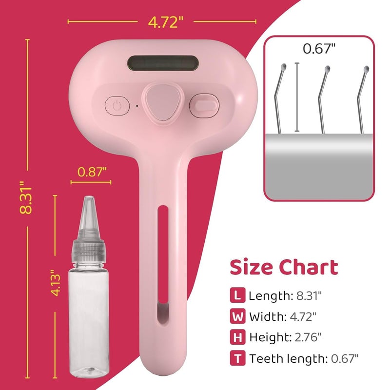HATCHMATIC Cat Brush, Grooming Brush Anti-Static Cat Hair brush for shedding Cat, Rechargeable Self Cleaning Cat&Dog Brush for indoor And Outdoors All types of Pets Long and Short Hair (Pink) - Image 3