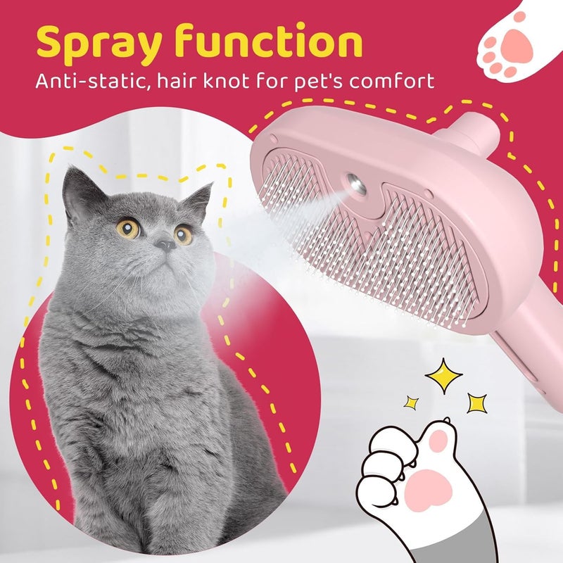 HATCHMATIC Cat Brush, Grooming Brush Anti-Static Cat Hair brush for shedding Cat, Rechargeable Self Cleaning Cat&Dog Brush for indoor And Outdoors All types of Pets Long and Short Hair (Pink) - Image 4