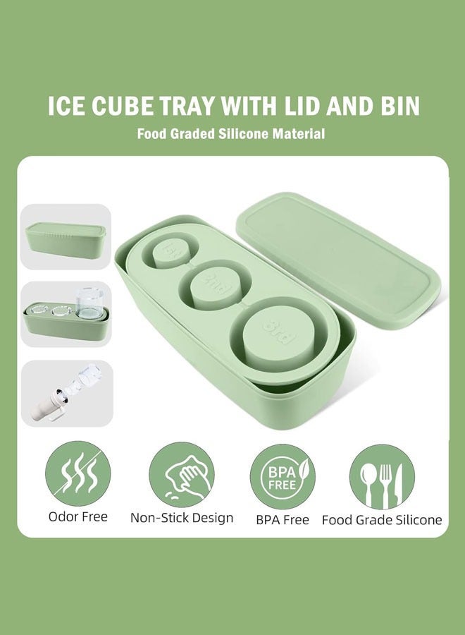 Hanayo Ice Cube Tray for 40Oz Tumbler Cup 3 Pcs Silicone Cylinder Ice Mold with Lid and Bin for Freezer Ice Drink Juice Summer Gifts(Green) - Image 2