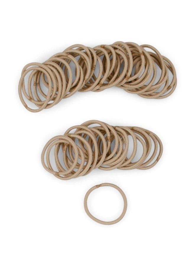 Heliums Small Hair Elastics - Sandy Blonde - 1 Inch, 2mm Hair Ties For Fine Hair and Kids - Ponytail Holders in Neutral Colors - 48-Pack - Image 2