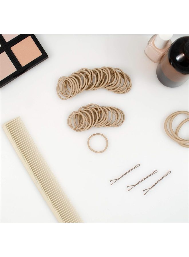 Heliums Small Hair Elastics - Sandy Blonde - 1 Inch, 2mm Hair Ties For Fine Hair and Kids - Ponytail Holders in Neutral Colors - 48-Pack - Image 3