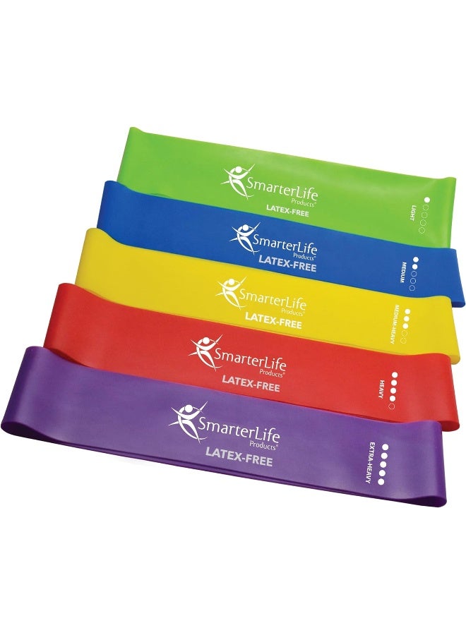 SmarterLife Products SmarterLife Resistance Bands for Working Out, Non-Latex Exercise Bands for Women, Men, 5 Extra Wide Workout Bands of Increasing Resistance, Booty Bands, Physical Therapy Bands, Workout Guide Included  - Image 5