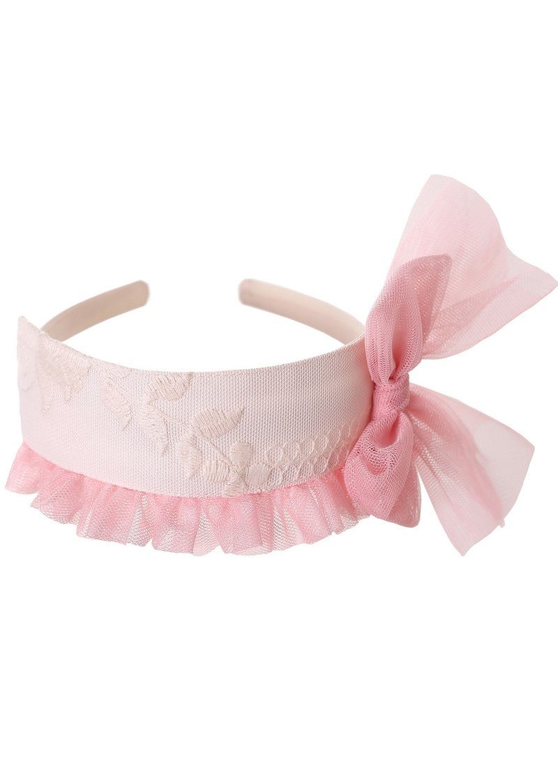 A luxurious occasion dress set with layers, floral decorations on the chest, and a hairband - Image 2