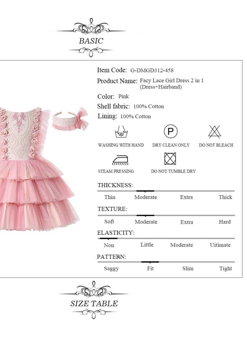 A luxurious occasion dress set with layers, floral decorations on the chest, and a hairband - Image 5