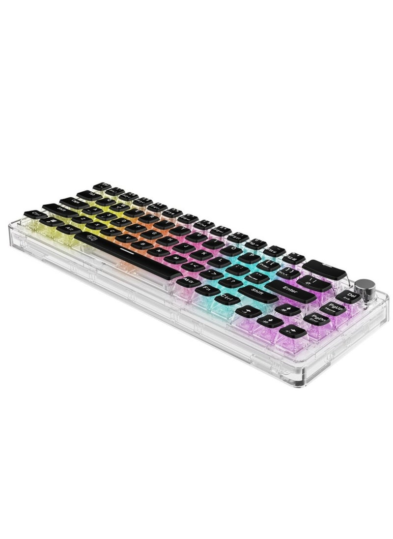 porodo Gaming Pudding Keycaps Transparent Mechanical Keyboard Multi-Function Rotary Knob With 67 English + Arabic Keys, 50+ Million Clicks Lifespan, 1.5-Meter PVC USB - Transparent  - Image 1