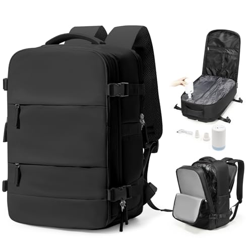 bergsalz Vacuum Backpack Travel With Pump,Mochila De Viaje Compresion Al Vacio,Personal Item Travel Backpack With Vacuum System,Large Carry On Vacpack Backpacks For Women Men,Black - Image 1