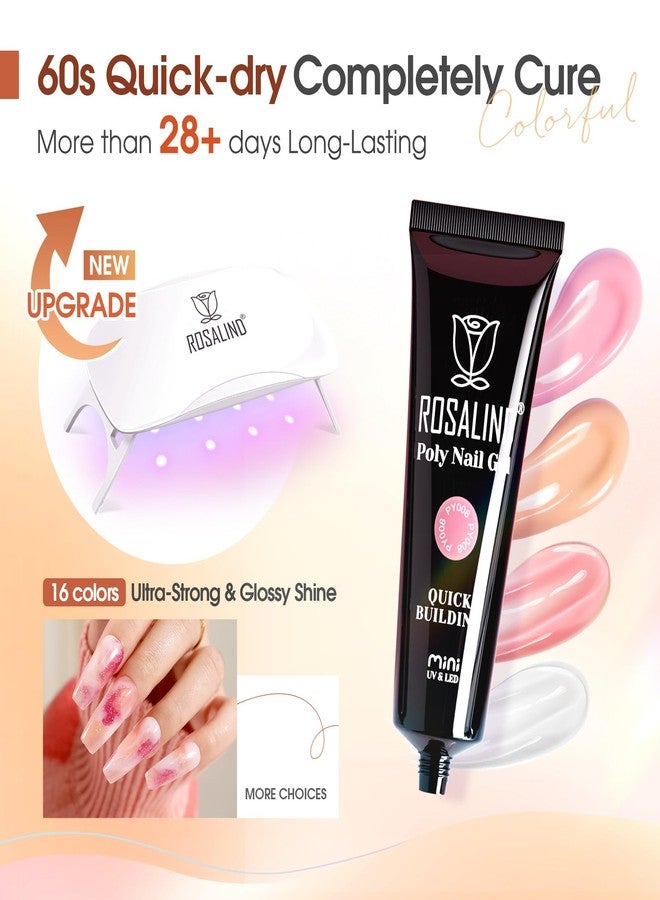 Rosalind طقم جل الأظافر بولي من روزاليند - 16 لون + طقم ملحقات فن الأظافر باللون الأبيض والبني طقم جل الأظافر الشفاف والنيود طقم البداية مع محلول الانزلاق طقم جل تمديد الأظافر باللون الوردي النيود مع مصباح UV صغير - Image 4