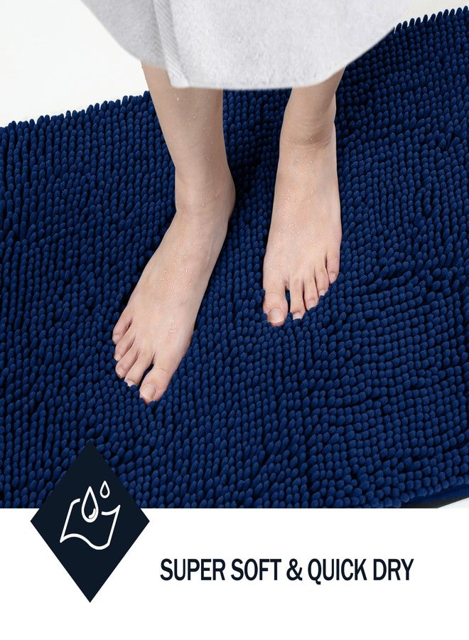 LINLA Bathroom Rugs Sets 2 Piece, Absorbent Soft Chenille Bath Mat, Non-Slip,Quick Dry, Washable, Carpet Mats for Floor, Tub and Shower, 32" x 20"/24" x 17", Navy Blue - Image 4