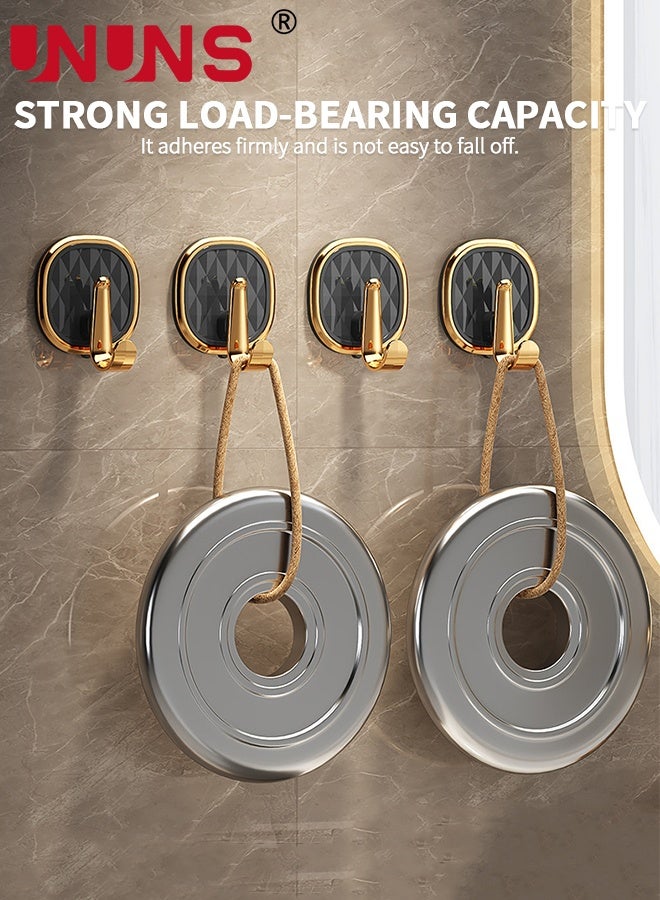 UNUNS Wall Hook,10pcs Wall-Mounted Coat Hooks,Wall Hanger Hooks,Self Adhesive Hooks for Kitchen Bathroom for Hanging Towel Coat Clothes Hat Bag Keys Entryway Organizer,Golden-Black - Image 3