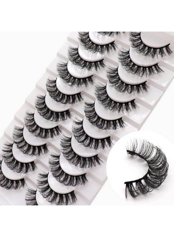 Veleasha Russian Strip Lashes DD Curl False Eyelashes Fluffy Wispy Faux Mink Lashes 10 Pairs Pack (D02) - Image 1