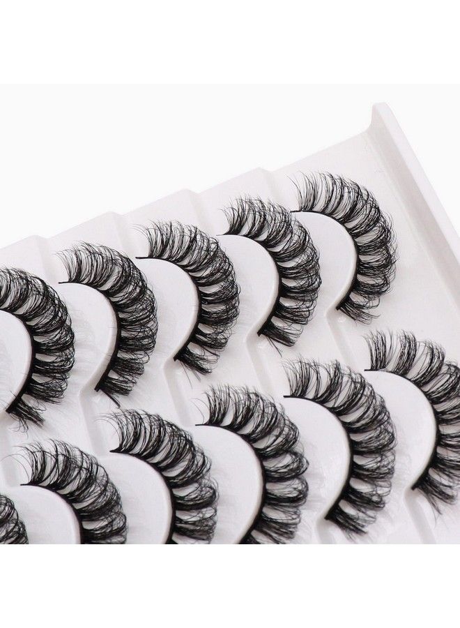 Veleasha Russian Strip Lashes DD Curl False Eyelashes Fluffy Wispy Faux Mink Lashes 10 Pairs Pack (D02) - Image 5