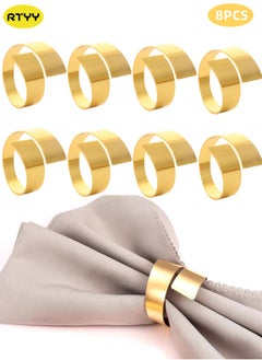 RTYY 8Pcs Gold Metal Napkin Rings Retro And Simple Style Gold Napkin Ring，Gold Metal Electroplated Napkin Rings For Family Dinner Wedding Table Decoration Birthday Party Decoration  - Image 1
