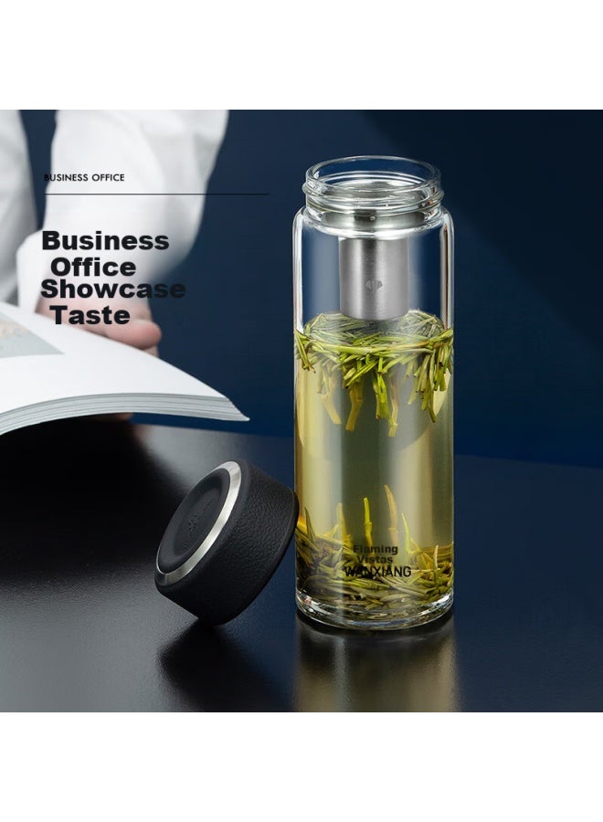 Wanxiang Glass Cup U4r Large Capacity Single-layer Business Tea Cup Black 660ml High Borosilicate Glass Water Cup - Image 2