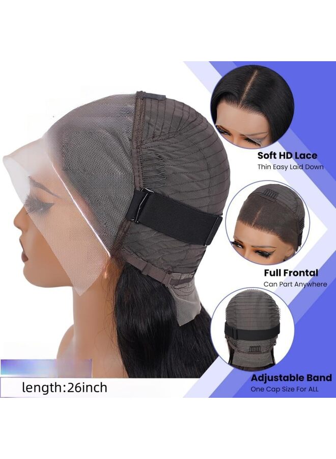 يُسلِّم شعر مستعار أمامي دانتيل مموج 13x4، مصنوع من أسلاك مقاومة للحرارة العالية، عالي الوضوح، شفاف، للنساء، عقد صغيرة مبيضة، طول 26 بوصة، لون طبيعي - Image 2