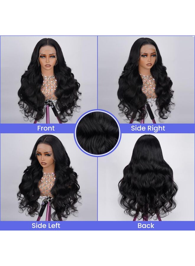 يُسلِّم شعر مستعار أمامي دانتيل مموج 13x4، مصنوع من أسلاك مقاومة للحرارة العالية، عالي الوضوح، شفاف، للنساء، عقد صغيرة مبيضة، طول 26 بوصة، لون طبيعي - Image 4