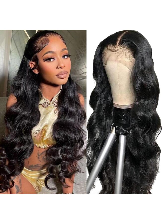 يُسلِّم شعر مستعار أمامي دانتيل مموج 13x4، مصنوع من أسلاك مقاومة للحرارة العالية، عالي الوضوح، شفاف، للنساء، عقد صغيرة مبيضة، طول 26 بوصة، لون طبيعي - Image 1