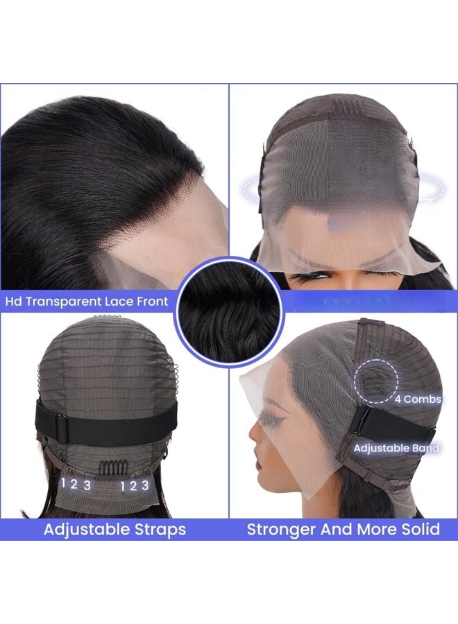 يُسلِّم شعر مستعار أمامي دانتيل مموج 13x4، مصنوع من أسلاك مقاومة للحرارة العالية، عالي الوضوح، شفاف، للنساء، عقد صغيرة مبيضة، طول 26 بوصة، لون طبيعي - Image 3