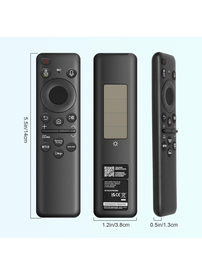 BN59-01432A Solar Voice Remote Control Replacement for Samsung Smart TVs with Bluetooth and Rechargeable Solar Cell. Compatible with Samsung Neo QLED, S90D, Smart 8K HDR Ultra HD TVs and VG-TM2360E 2023 models. Elegant Black Design. - Image 2