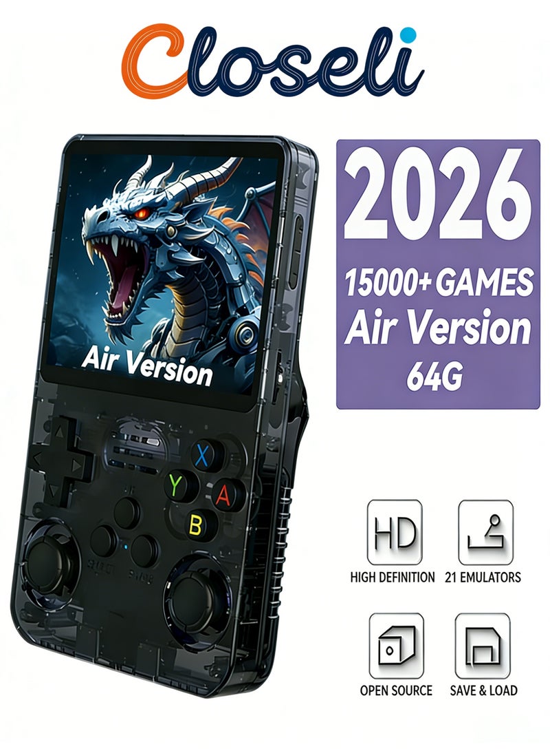 كلوزيلي جهاز ألعاب محمول كلاسيكي، جهاز ألعاب محمول صغير، آلة أركيد صغيرة، مع بطاقة TF بسعة 64G، شاشة IPS مقاس 3.5 بوصة، بطارية قابلة لإعادة الشحن 3500mAh، بطاقة TF مدمجة بسعة 64GB، نظام Linux مفتوح المصدر، دعم OTG، قابل للتوسيع حتى 256GB، هدايا أعياد الميلاد والعطلات - Image 1