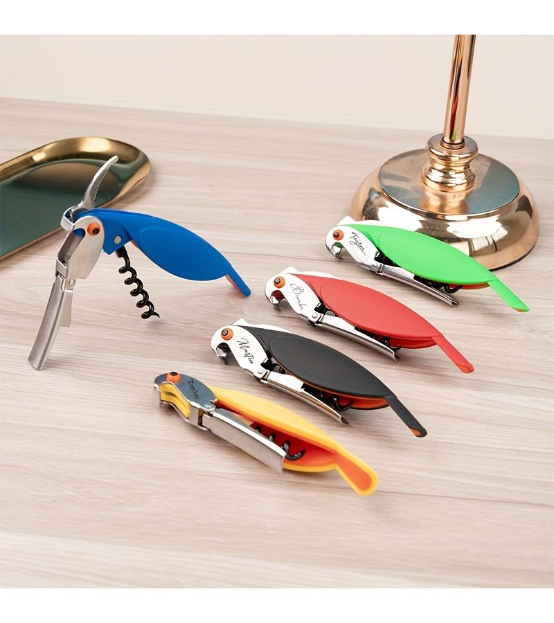 Multifunctional Parrot Shaped Manual Can Opener And Bottle Opener Stainless Steel Durable Plastic Yellow Portable Bright Multi Color Design For Home Camping Bars Parties Creative Kitchen Gift - Image 1