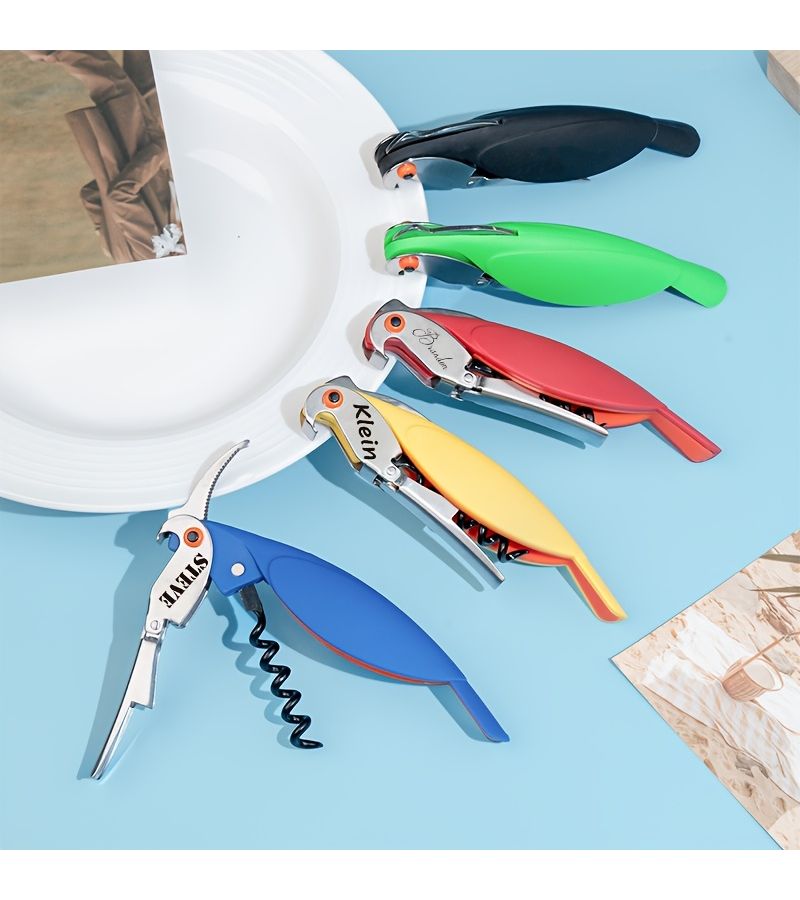 Multifunctional Parrot Shaped Manual Can Opener And Bottle Opener Stainless Steel Durable Plastic Yellow Portable Bright Multi Color Design For Home Camping Bars Parties Creative Kitchen Gift - Image 2