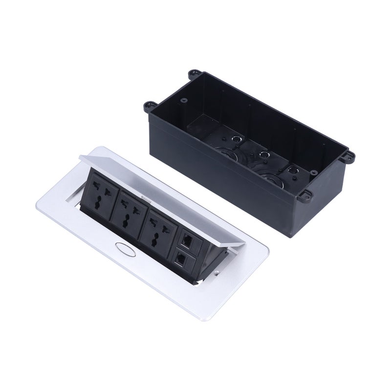 Floor Electrical Socket Embedded 3 Hole Outlet with Computer Telephone Interface 250V 13A - Image 2