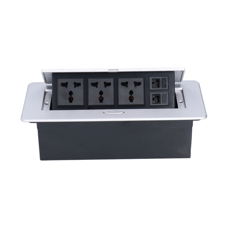 Floor Electrical Socket Embedded 3 Hole Outlet with Computer Telephone Interface 250V 13A - Image 5