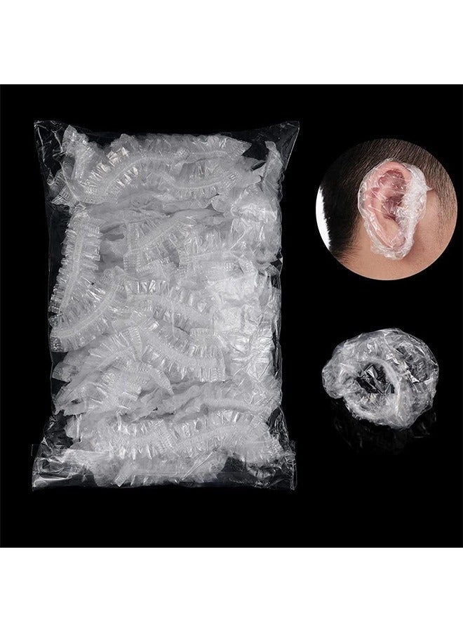Bukela 100pcs Disposable Ear Covers Waterproof Elastic Hair Dyer Ear Protector Caps Bath Shower Salon Ear Cover For Hair Dye Bathing Shower Beauty Earmuffs Spa Home Hotel Hair Salon - Image 1
