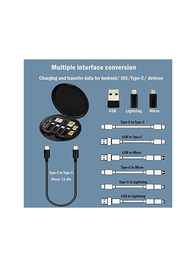 KASTWAVE Usb Cable Conversion Storage Box Multi Type Charging Cable Converter Micro Datatransfer Tool Contains Sim Card Slot Tray Eject Pin Also Used As A Phone Holder Black - Image 3