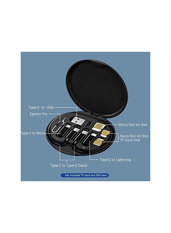 KASTWAVE Usb Cable Conversion Storage Box Multi Type Charging Cable Converter Micro Datatransfer Tool Contains Sim Card Slot Tray Eject Pin Also Used As A Phone Holder Black - Image 2