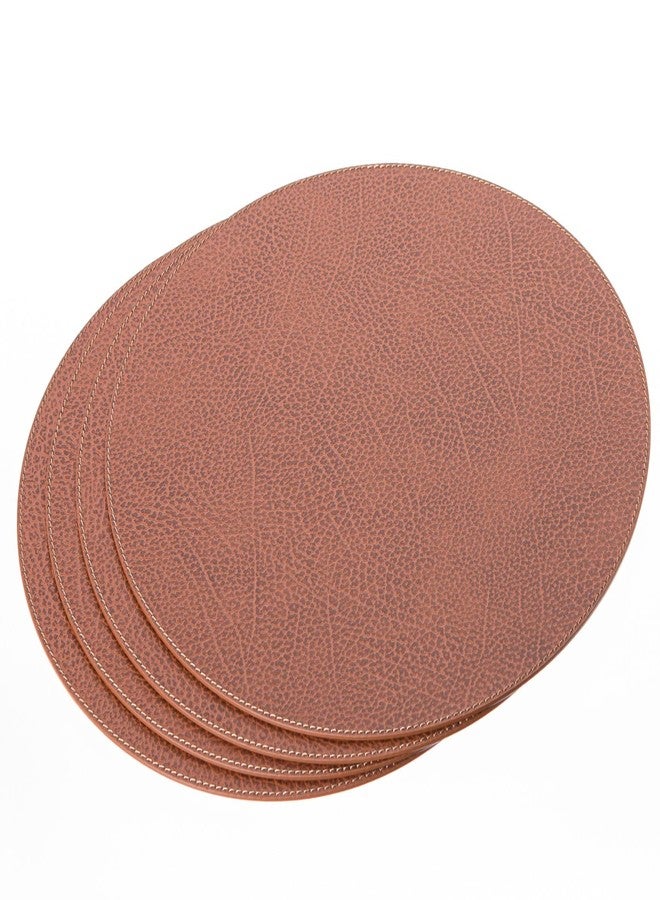 Nikalaz Round Placemats Set (Pack of 4) Recycled Leather Table Mats 15 inches, Kitchen Dining Table Decor by Nikalaz (Dirty Brown) - Image 3