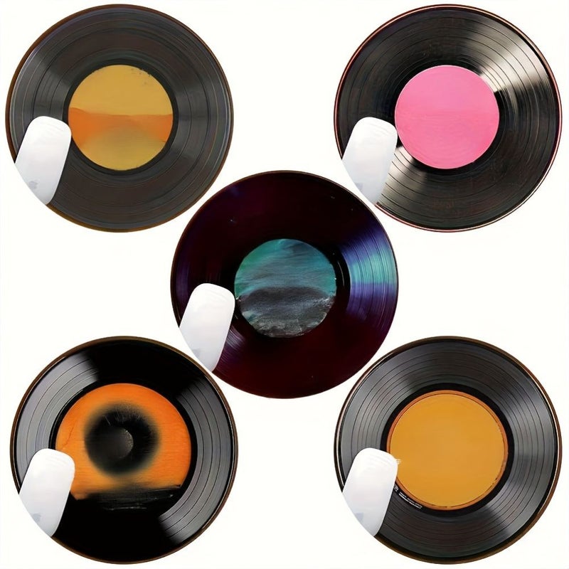 Retro Vinyl Record Mouse Pad Round Non Slip PVC Design Pattern Five - Image 1
