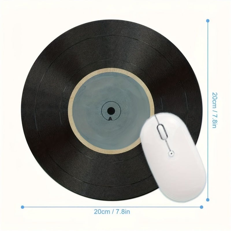 Retro Vinyl Record Mouse Pad Round Non Slip PVC Design Pattern Five - Image 2