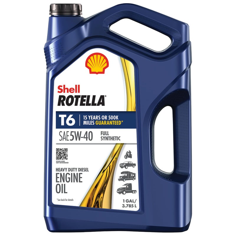 Shell Rotella T6 Full Synthetic 5W-40 Diesel Engine Oil, 1 Gallon - Image 1