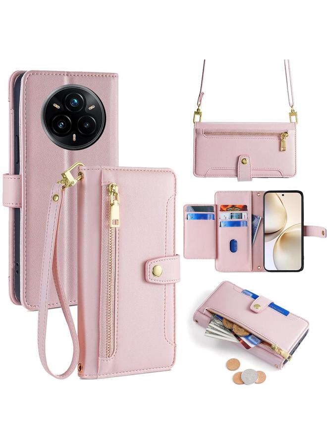 S-TOP Case For Realme 14 Pro+ 5G Sheep Texture Cross-body Zipper Wallet Leather Phone Case - Image 1
