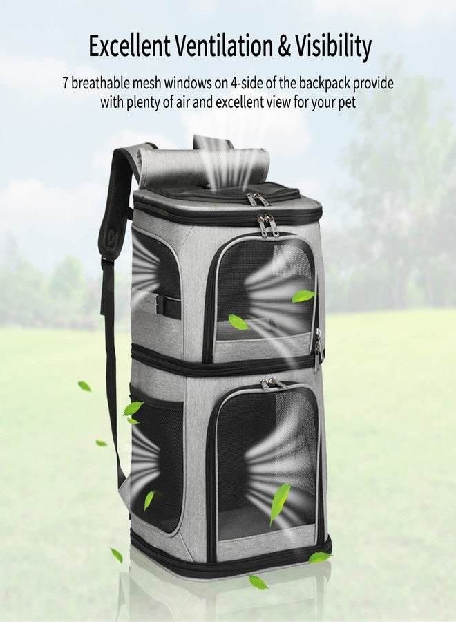 Beviliu Double Cat Carrier, Cat Backpack Carrier for 2 Cats, Multi Dog Backpack, Two Cat Carrier with 7 Ventilation Windows, Built-in Frame and Support Plate, Safety Straps, Collapsible, Perfect for Travel - Image 2