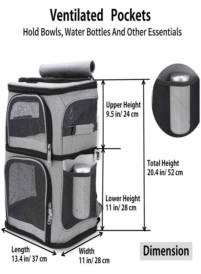 Beviliu Double Cat Carrier, Cat Backpack Carrier for 2 Cats, Multi Dog Backpack, Two Cat Carrier with 7 Ventilation Windows, Built-in Frame and Support Plate, Safety Straps, Collapsible, Perfect for Travel - Image 3