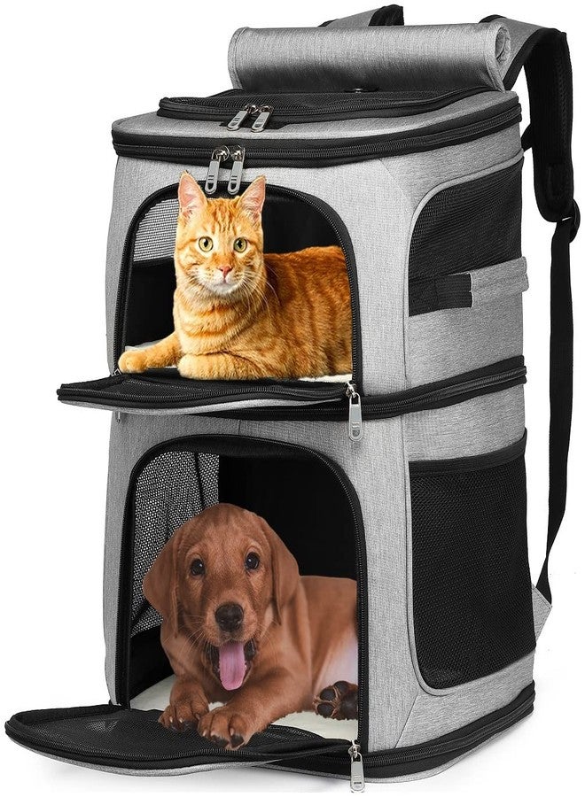 Beviliu Double Cat Carrier, Cat Backpack Carrier for 2 Cats, Multi Dog Backpack, Two Cat Carrier with 7 Ventilation Windows, Built-in Frame and Support Plate, Safety Straps, Collapsible, Perfect for Travel - Image 1