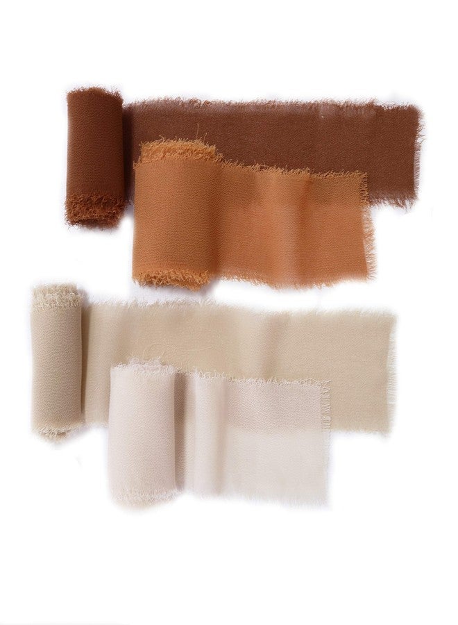 Lookein Handmade 1.5" Chiffon Silk-Like Ribbon Swatch Chart Vintage Frayed Edges Ribbon for Wedding Invitations Bouquets Gift Wrapping Decorations, Boho Terracotta - Image 1