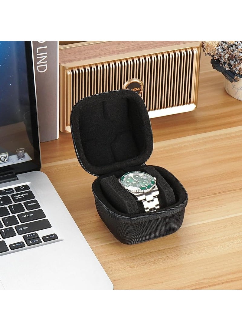 موكس حقيبة سفر للساعات للرجال والنساء، صندوق تخزين ساعة واحد مع وسادة ساعة، حقيبة سفر لحمل الساعات من مادة EVA تناسب حتى 60 مم (أسود) - Image 2