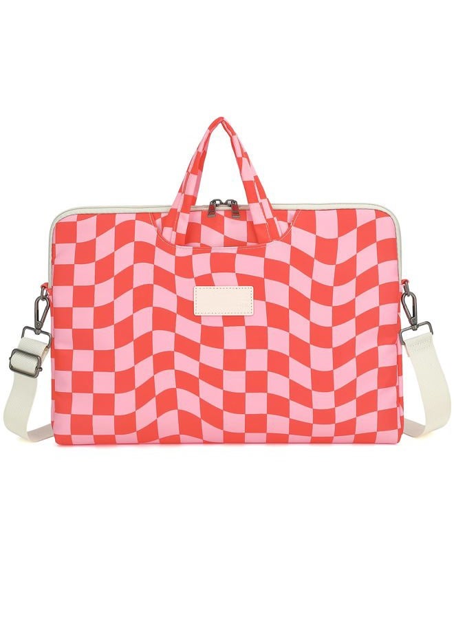 DACHEE Laptop Shoulder Bag for 15 Inch/15.6 Inch Macbook Pro (Pink Checker Shoulder, 15 inch/15.6 inch) - Image 2
