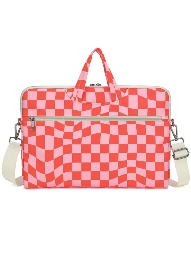 DACHEE Laptop Shoulder Bag for 15 Inch/15.6 Inch Macbook Pro (Pink Checker Shoulder, 15 inch/15.6 inch) - Image 4