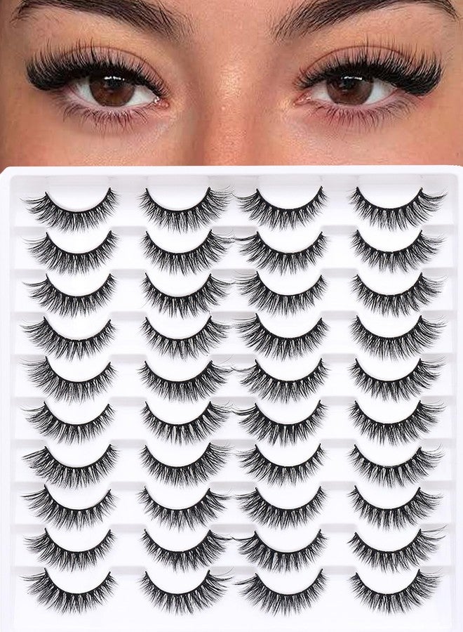 Azenlo False Eyelashes 20 Pairs Wispy Lashes Faux Mink Lashes 14mm 3D Fluffy Cat Eye Lashes （style 20-061) - Image 1