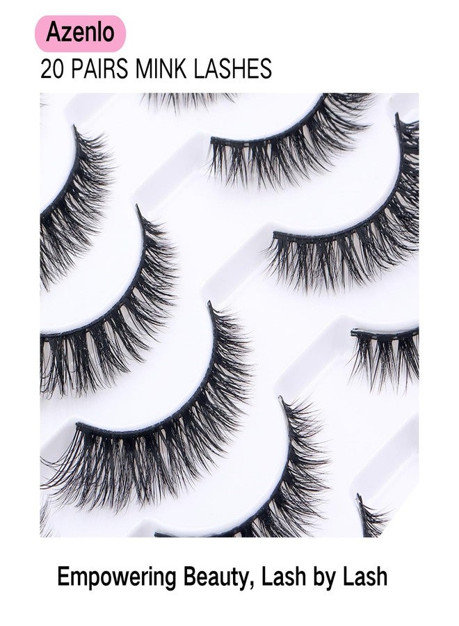 Azenlo False Eyelashes 20 Pairs Wispy Lashes Faux Mink Lashes 14mm 3D Fluffy Cat Eye Lashes （style 20-061) - Image 2