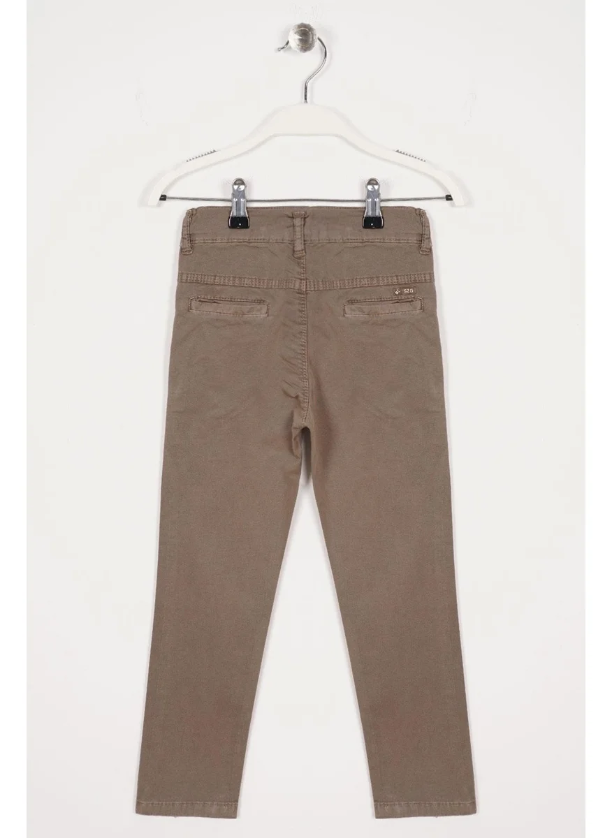 Süzgün Back Pocket Earth Color Boy Gabardine Trousers